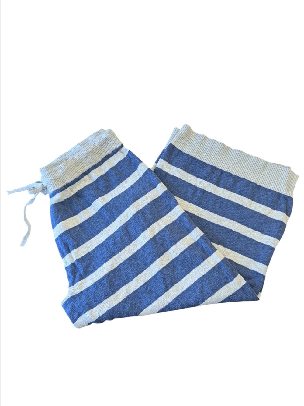 DownEast Blue and White Wide Leg Striped Lounge Pants